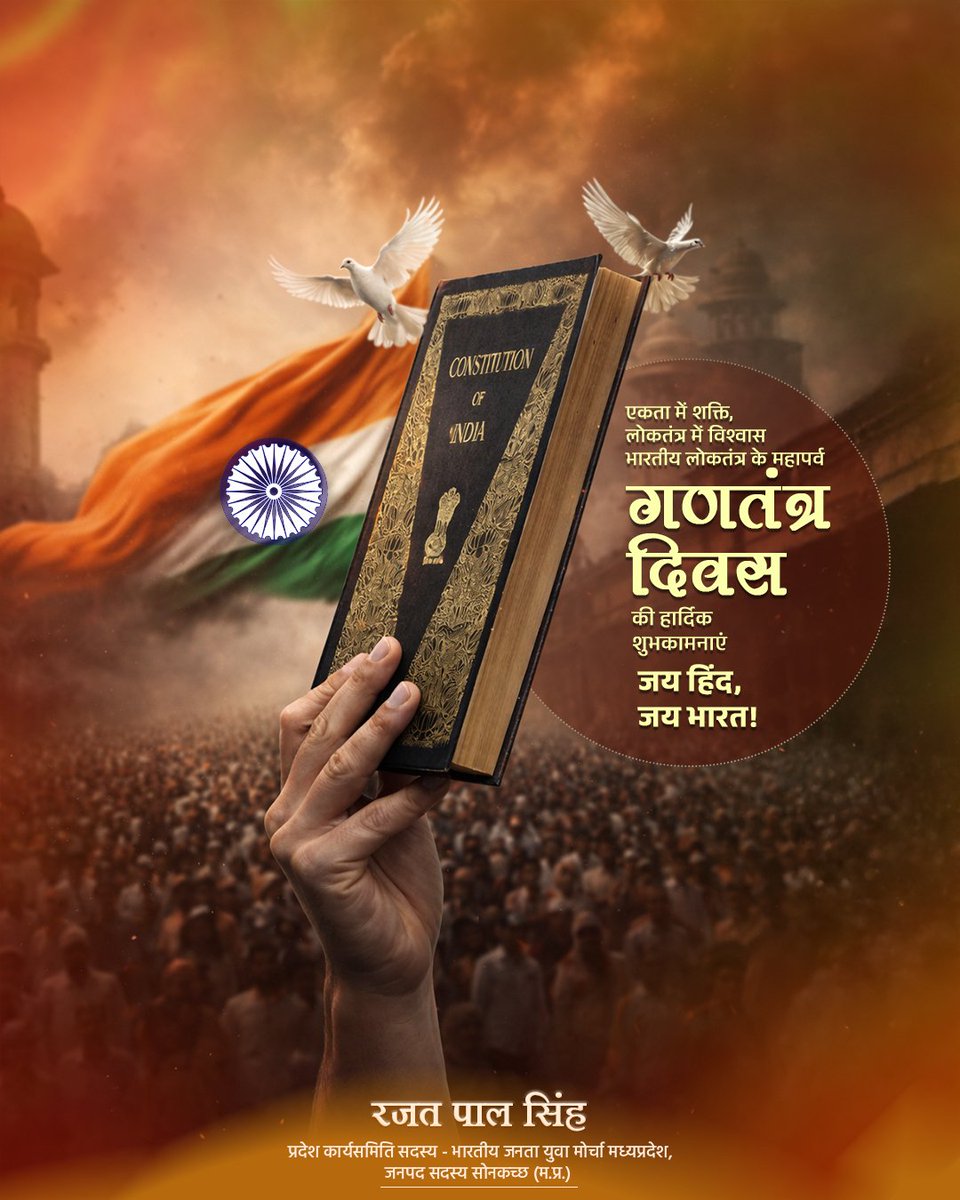 गणतंत्र दिवस के इस ऐतिहासिक, गौरवमयी और प्रेरणादायक अवसर पर भारतीय लोकतंत्र की महान परंपराओं एवं संविधान के आदर्शों को नमन करते हुए समस्त देशवासियों को हार्दिक शुभकामनाएँ। 

#RepublicDay #गणतंत्रदिवस