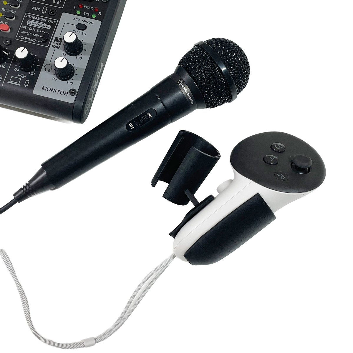 当社は本日、ハンドマイクをQuest3/3Sコントローラーにバインドするアイテム「Vocal Bridge」を発表しました。
3Dプリンタ用データを無償で公開。
出力品をも販売します。

メタバースパフォーマーの方には優遇もご用意。