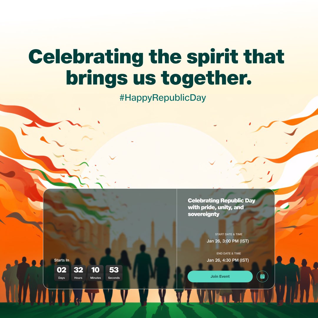 Warm wishes on the occasion of Republic Day.
 May the day be filled with pride and positivity.
 
#Jio #HappyRepublicDay #77thRepublicDay #ProudIndian #Events