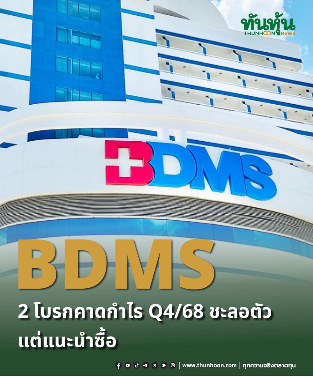 thunhoon1's tweet image. BDMS 2 โบรกฯ คาดกำไร Q4/68 ชะลอตัว แต่แนะนำซื้อ
อ่านรายละเอียด คลิก thunhoon.com/bdms-lhs-kgi-2…
#BDMS #แลนด์แอนด์เฮ้าส์ #เคจีไอ #Thunhoon #ทันหุ้น #ทันหุ้นออนไลน์