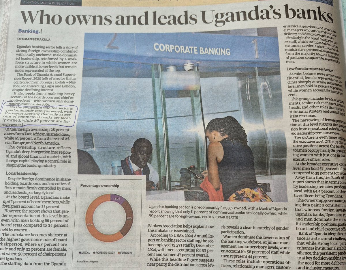 Prof. Ezra Suruma: We'll remain slaves until we own our banks.

NRA/M: 89% of banks in Uganda are foreign-owned. With interest rates oftentimes hitting a whooping 40%.

Happy liberation day, folks.

Thanks <a href="/DailyMonitor/">Daily Monitor</a>