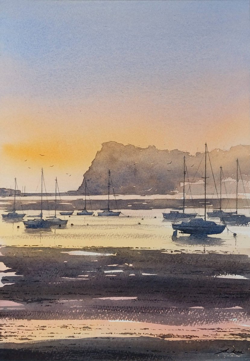 LucasPaintings's tweet image. " Forever free ", Teignmouth, England 
watercolour 

#sunset #watercolors #paintings #artworks
