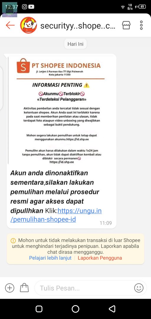 💚 ini tuh beneran atau gak ya? pesannya masuk hari ini. aku terakhir buka shopee sabtu lalu dan gak lagi kasih ulasan penilaian.