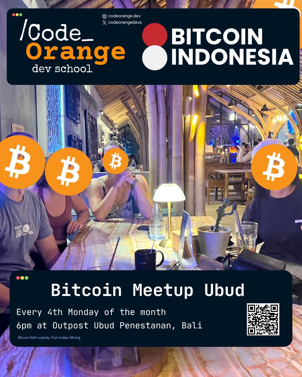 Bitcoin Meetup in Ubud is taking place today 6pm. 📍Outpost Penestanan