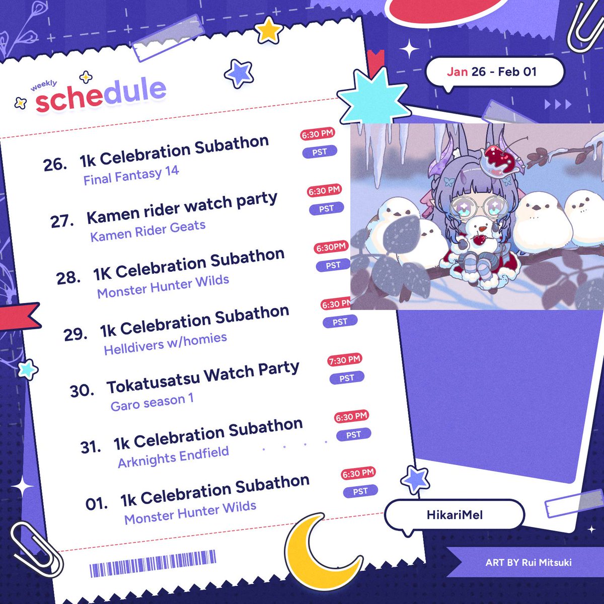 new schedule is out not now see you guys for this coming weeks streams