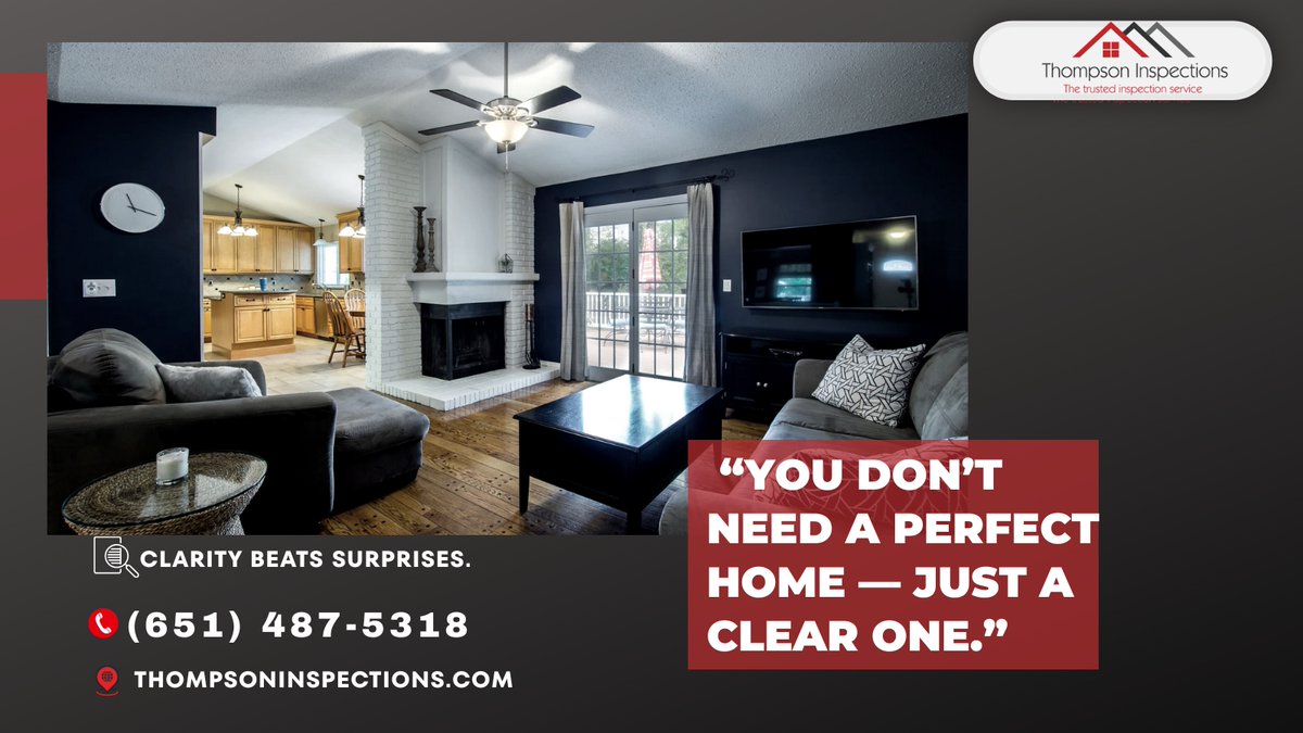 ThompsonInspect's tweet photo. Most buyers don’t want perfect homes.

They just want honest information.

That’s why we inspect the way we do—thorough, clear, and never dramatic.

Clarity beats surprises. Call us: 651-487-5318 or visit 👉 https://t.co/2LyiwhGcBq. https://t.co/oVLSLv0VoT