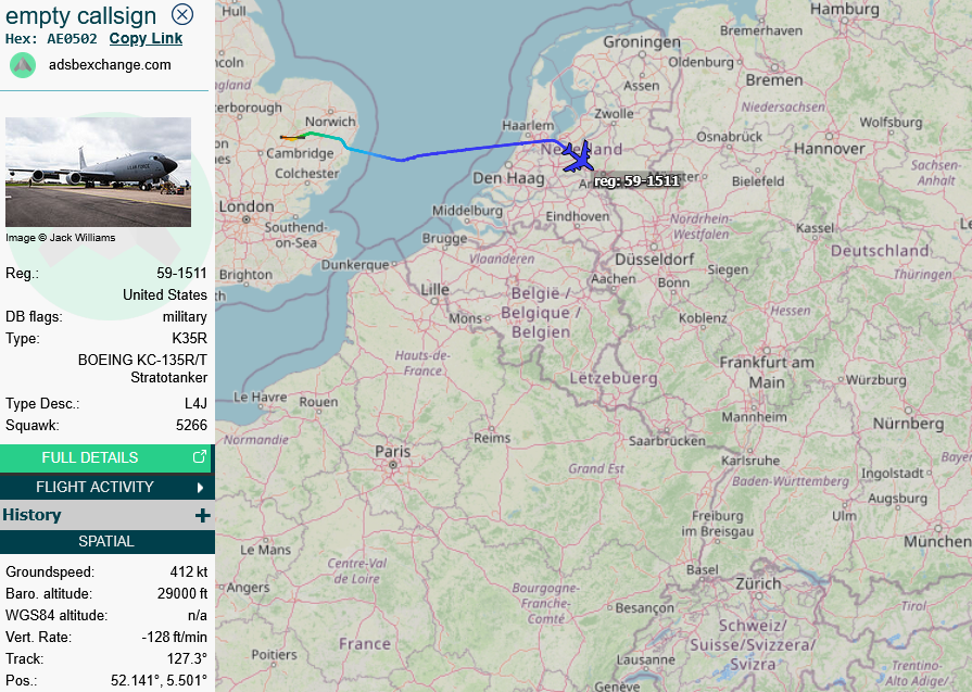 SirListenalot's tweet photo. #KC135 #AE0502 #HOBO26 (EGUN - EGUN) on its way to Romania for AR with #P8 #PS269 out of LICZ (Black Sea mission) https://t.co/zjtpvSF42a
