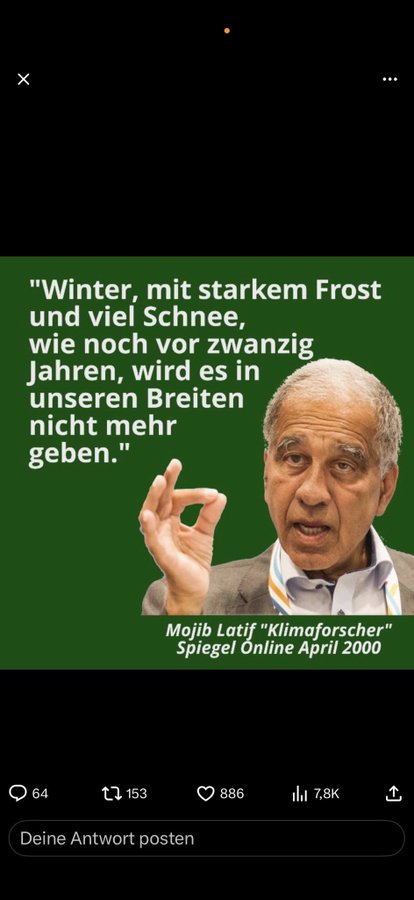 Freiheizstatue's tweet photo. @TDrygala Es gibt bei uns keinen Winter mehr, keinen Schnee, kein Eis mehr. #Latif #SPIEGEL #2000 #Klimaschwindel #Ignobel #Panikmache https://t.co/E394f6woqN
