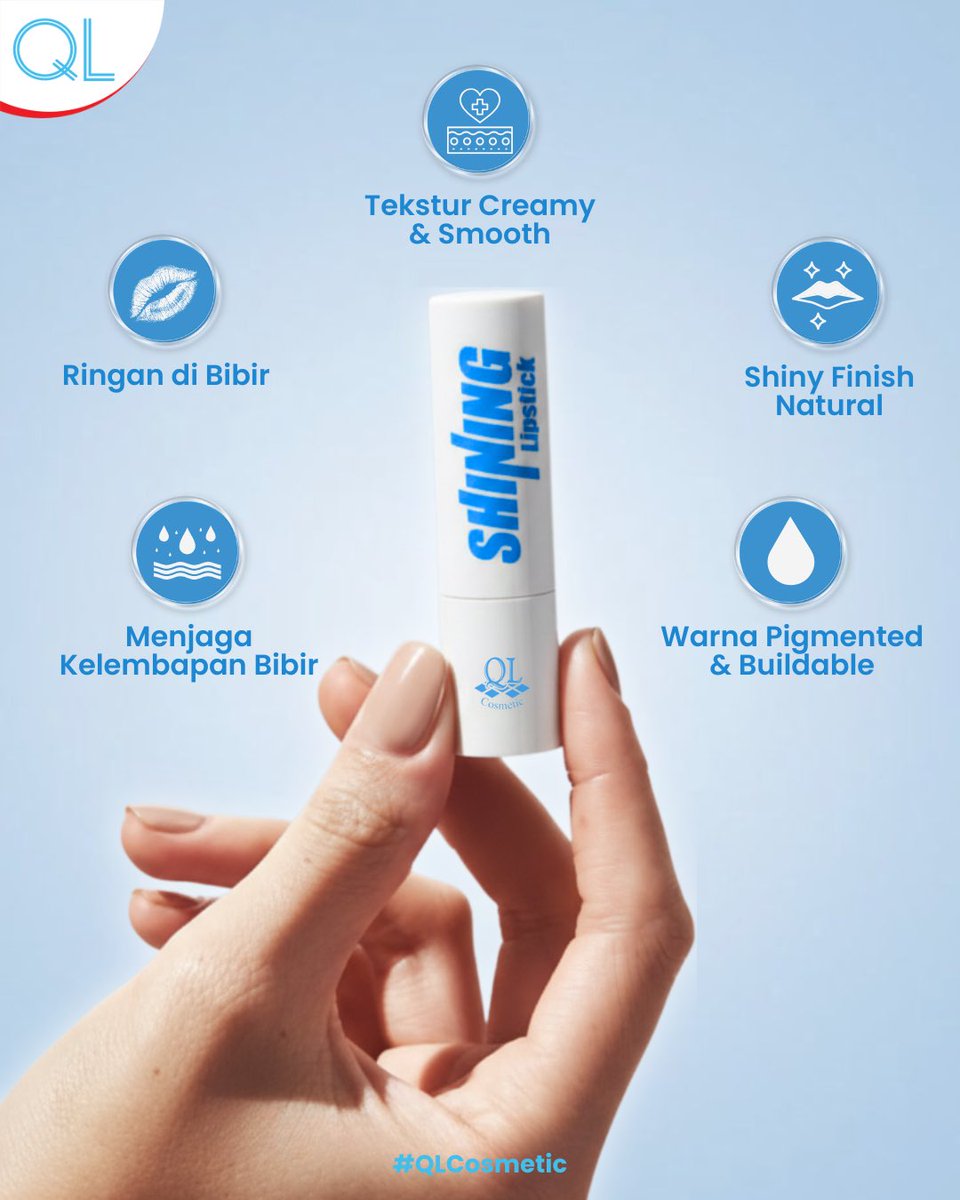 Satu lipstick untuk semua momen kamu 💖
Teksturnya creamy, ringan, dan warnanya pigmented banget!

Yuk, upgrade lip look kamu sekarang!

#QLCosmetic #ShinyLips #MakeupDaily #KosmetikIndonesia #QLShiningLipstick