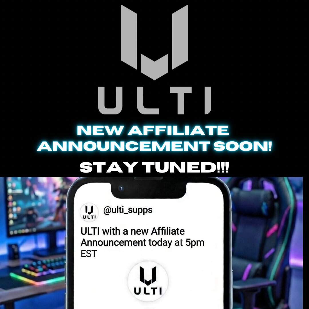 ⚡️ NEW ULTI AFFILIATE LOADING… 👀

🔐Locked in.
👀About Mental Health! 
⚡️Focused on the grind. 
🫡Officially ULTI

Reveal this evening at 5pm EST.
Who do you think it is? 👇
#ULTIEnergy