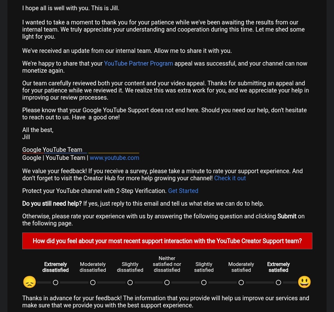 FlopamineYT's tweet photo. @stringieee Jill couldn't explain why my channel was falsely demonetized, he just claimed he and his team helped and that I don't have to worry if this happens again, cuz my 7 years record on this platform has been clean, and this case will add another layer of protection to my channel https://t.co/SvSNuEzgsn