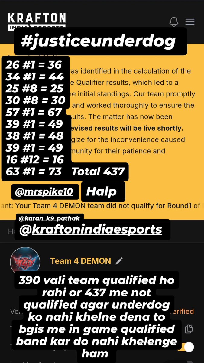 dadlyadra's tweet photo. Years of practice. Countless sacrifices. One dream.
When unfair practices decide results, it breaks more than rankings—it breaks trust.
BGIS should stand for fairness, not favoritism.
We deserve justice.
 #BGMICommunity
@KIEOFFICIAL_ 
#JusticeForBGISPlayers https://t.co/xYoZo1xRD4