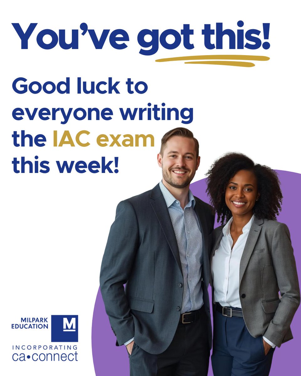 Goodluck to everyone writing SAICA's IAC exam this week!

Your dedication and preparation have brought you this far, and now it’s time to shine. Stay focused, stay calm, and trust in your hard work. You've got this!

#MilparkEducation #SchoolOfProfessionalAccounting #SAICA