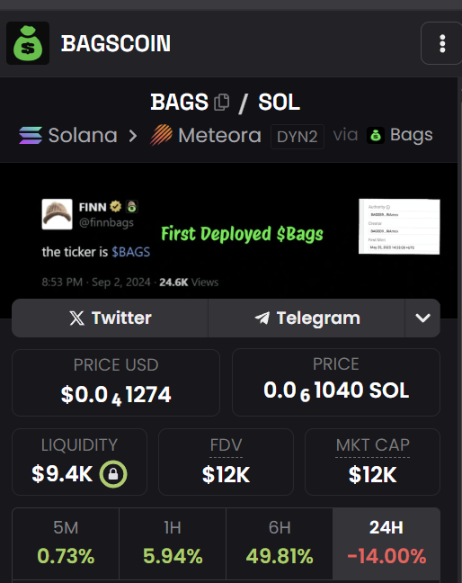 Ape small $BAGS in here.

The potential is too big to ignore.
Even the Bagsapp team is fully aware of its potential—that's why this BAGS is being delisted on bags.fm.

Bdwt1g8TJki9FSuyCQuDtYkygAVqj2Z626Mir1ccBAGS