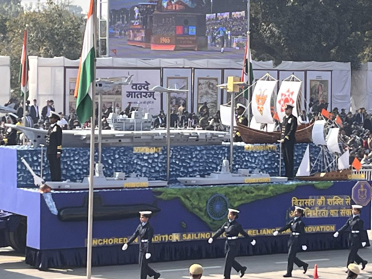 INSV Kaundinya marching proudly on Republic Day along with her sister INS Vikrant