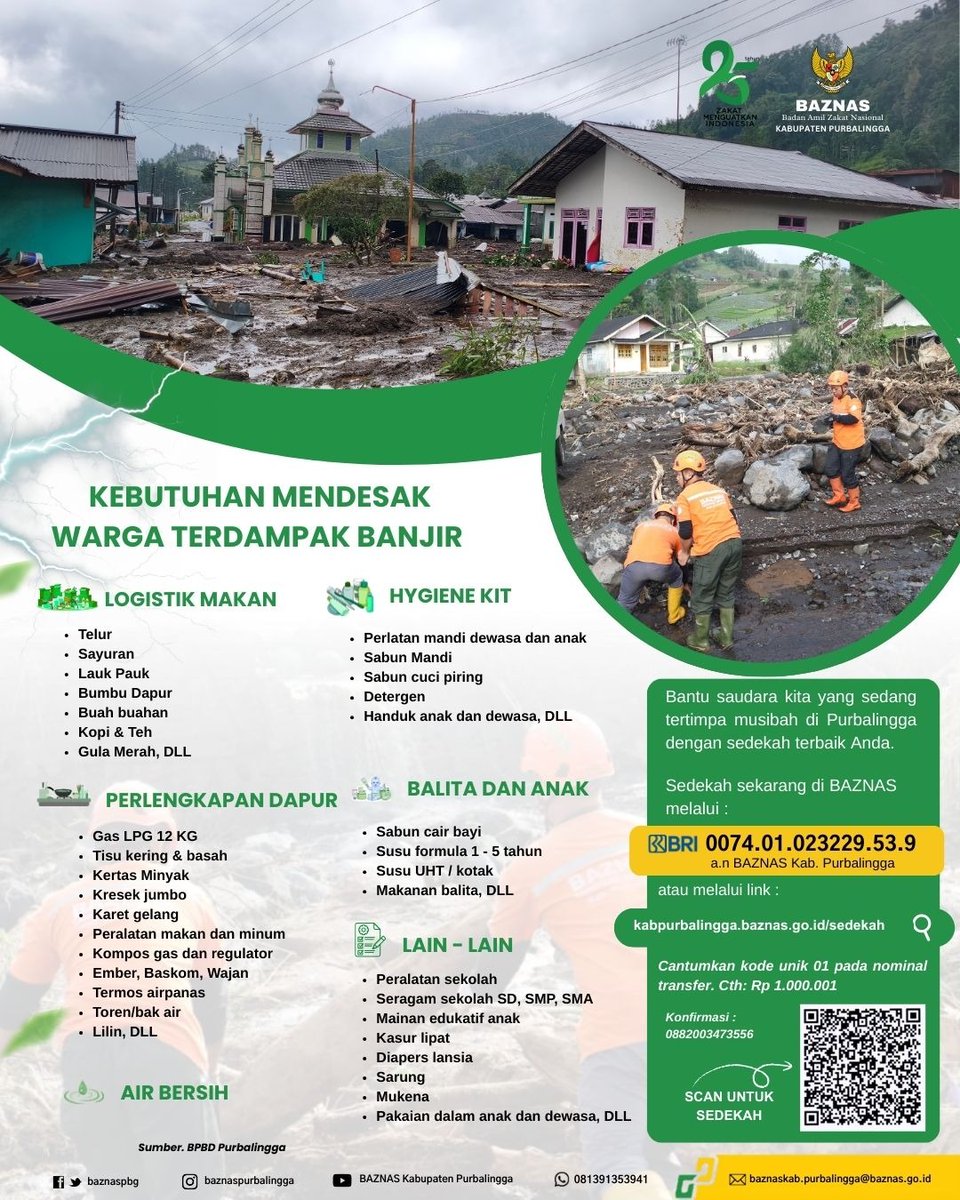 baznaspbg's tweet photo. Update kebutuhan mendesak warga terdampak banjir di Karangreja dan Merebet Purbalingga, Senin (26/1/2026) 

Pray For Purbalingga https://t.co/gtCQ1WAr6w