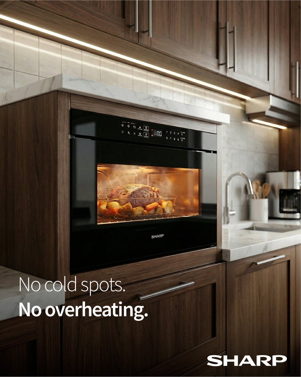 Sharp microwave ovens distribute microwaves evenly to ensure consistent heating across the entire dish.

#Sharp #Technology #WhiteGoods