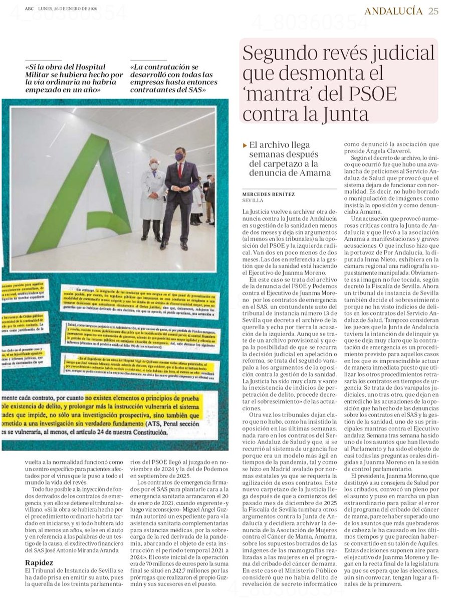 Archivada la causa de los contratos de emergencia del SAS: no existen indicios de delito.

Es la cara del PSOE sanchista: mentir y embarrar buscando votos utilizando nuestra sanidad pública.

Montero debe pedir disculpas a los andaluces.

Sánchez irse.