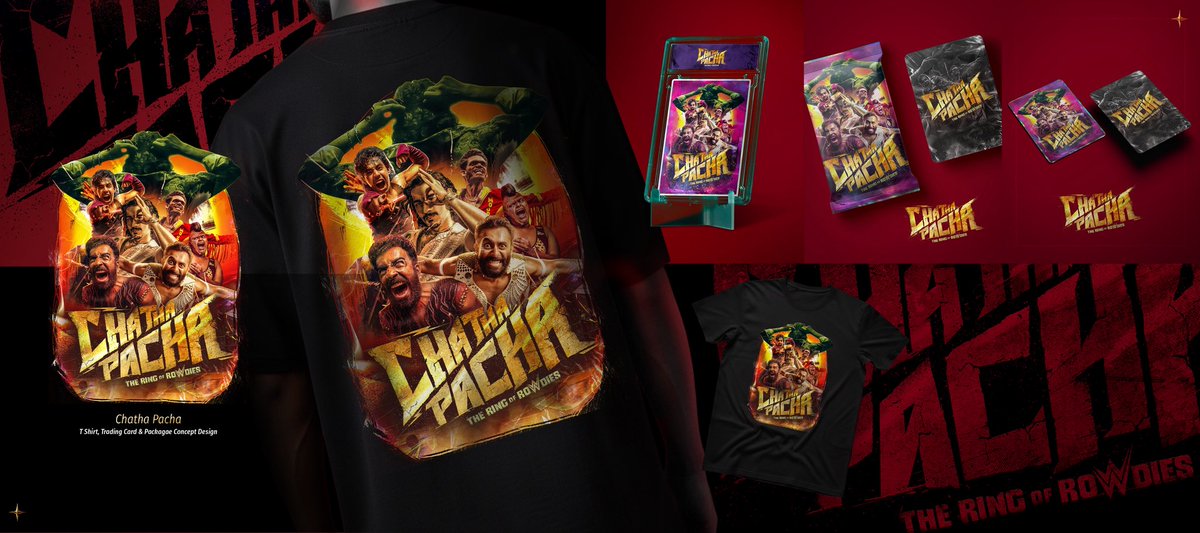 amithndd's tweet image. Chatha Pacha — A Cinematic Merch System 🔥

While watching the film’s promo reels, I noticed how poster visuals were extending into merch.

That inspired this personal concept

Would you wear this as official merch? 👀

#ChathaPacha #FilmDesign #MerchDesign #ConceptDesign