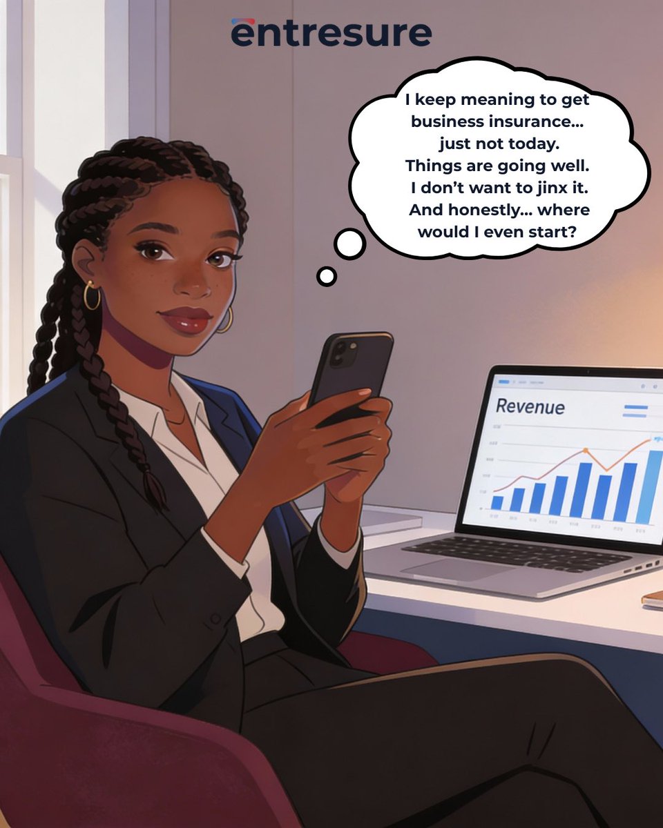 entresure's tweet photo. Most business owners don’t avoid insurance because they don’t care. 
They avoid it because they don’t know where to start.

At Entresure, we’ve simplified business insurance by tailoring cover to your specific business.

Get a quote.

#Entresure #BusinessInsuranceSouthAfrica https://t.co/7OpeksYjq2
