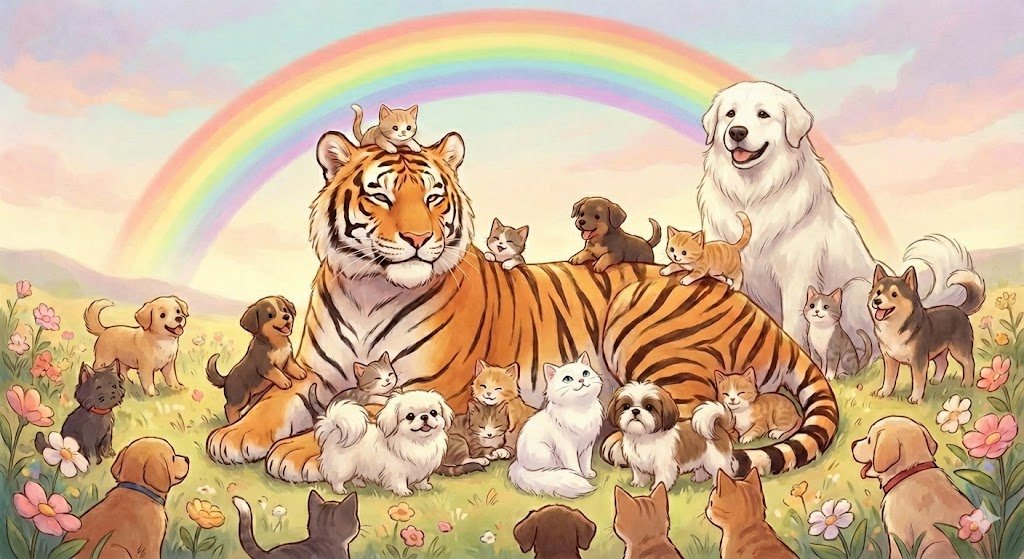 호랑이보단 커다란 고양이 같았던 이호야.
무지개다리 건너에서 먼저 간 동생, 언니, 오빠들하고 행복하게 지내라.