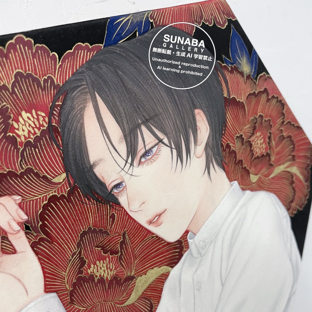 グループ展「吉祥展2026」より、mumei《花瞼》部分。全体像は下記の通販画面からどうぞ。ご注文は店内でも下記からでもできますので是非！
sunabagallery.com/shop/20260124_…

#mumei #ギャラリー
mumei <a href="/mume_i_/">mumei</a>