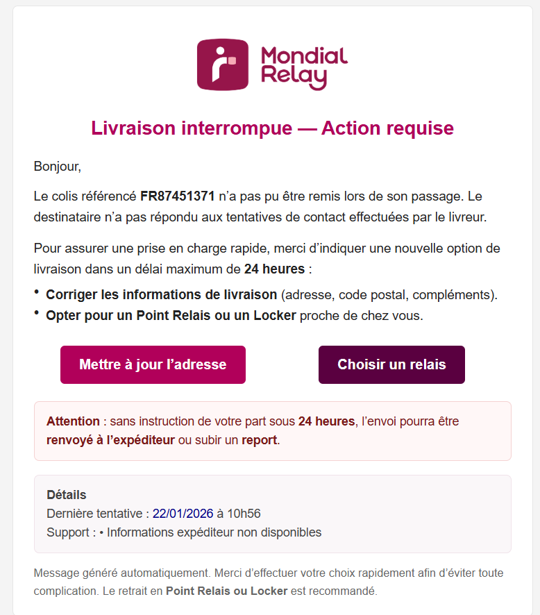 tous les jours plusieurs tentatives d'arnaques !
ça devient effrayant, les voleurs n'ont plus besoin de casser la porte pour entrer chez nous, cette société du tout numérique est folle, tous les sites sont piratés mais personne ne vous le dira.