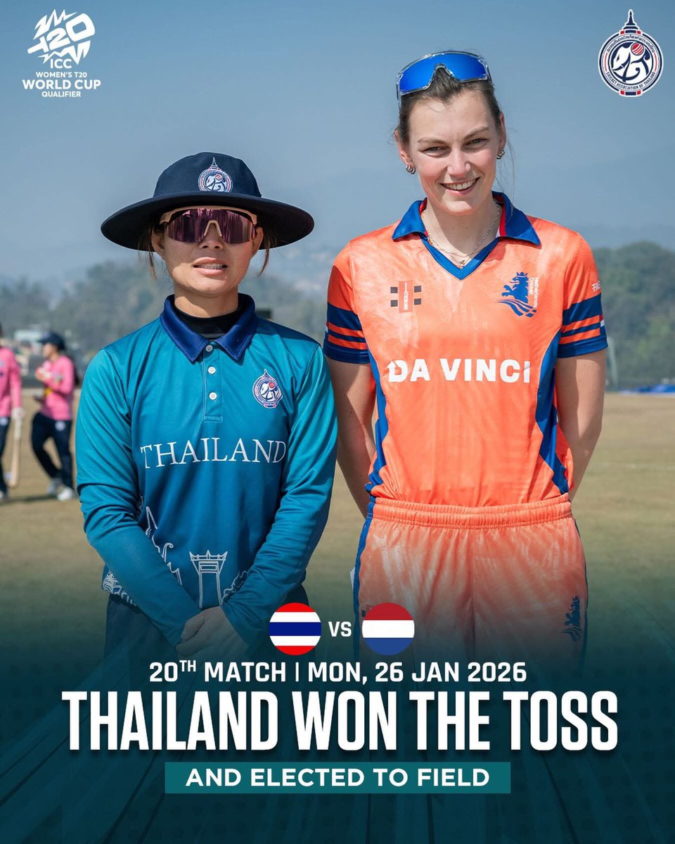 ThailandCricket's tweet photo. Thailand vs Netherlands
Thailand win the toss and elect to field first 💪
Time to set the tone early and bring the energy in the field 🔥
#Match20 #WT20Qualifier #ThailandCricket #GameOn https://t.co/85Fn2UpWaL