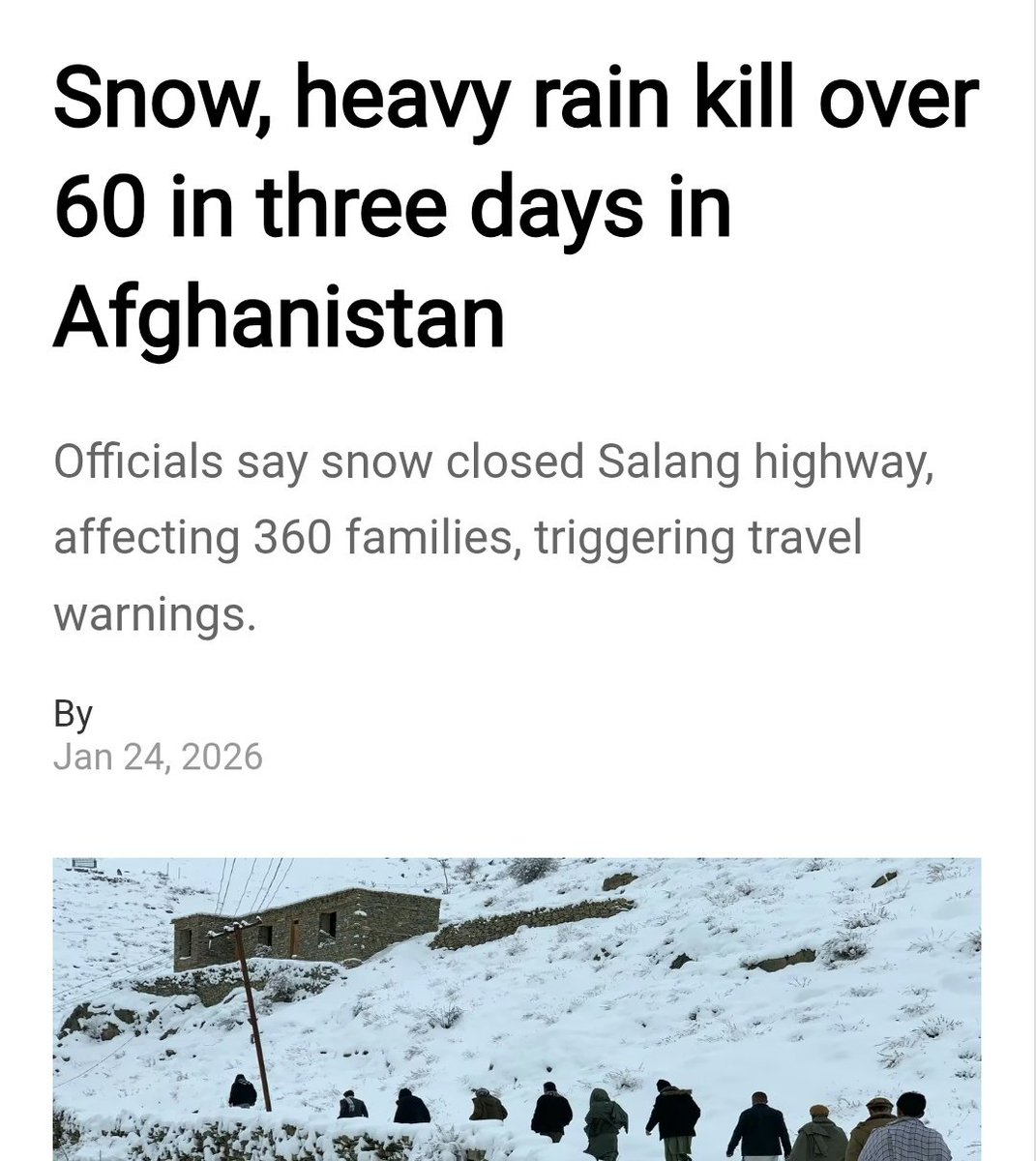 PakDefence_'s tweet image. Afghan Talibans are crying about Tirah Valley but they don't post anything about their own country.
Heavy snowfall killed 61, injured more than 100 over 3 days in Afghanistan.
But you will not see a single post by Afghans accounts. Because the Afghan Talibans don't care about the…