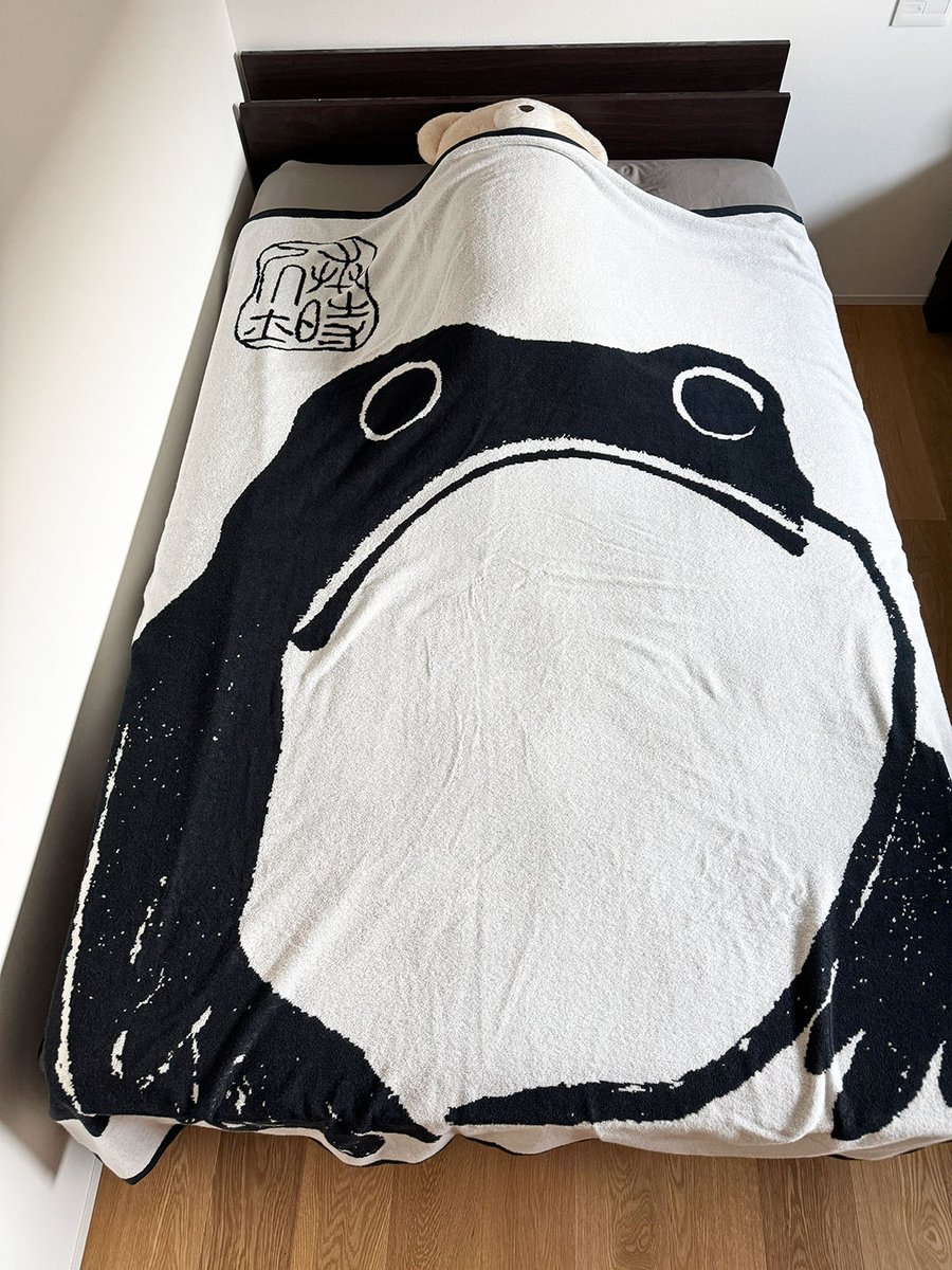 johnankun's tweet image. ＼なんと！200年以上前のゆるキャラ🐸／

松本奉時 作品《がまがえる》の
B級品アイテムをプレゼント🎁

🐸 タオルケット【抽選で1名様】
🐸 ひざ掛けタオル【抽選で1名様】
（※どっちが当たるかは、がまがえる次第）

✅応募条件：フォロー＆リポスト
⏰応募期限：2/1（日）まで…