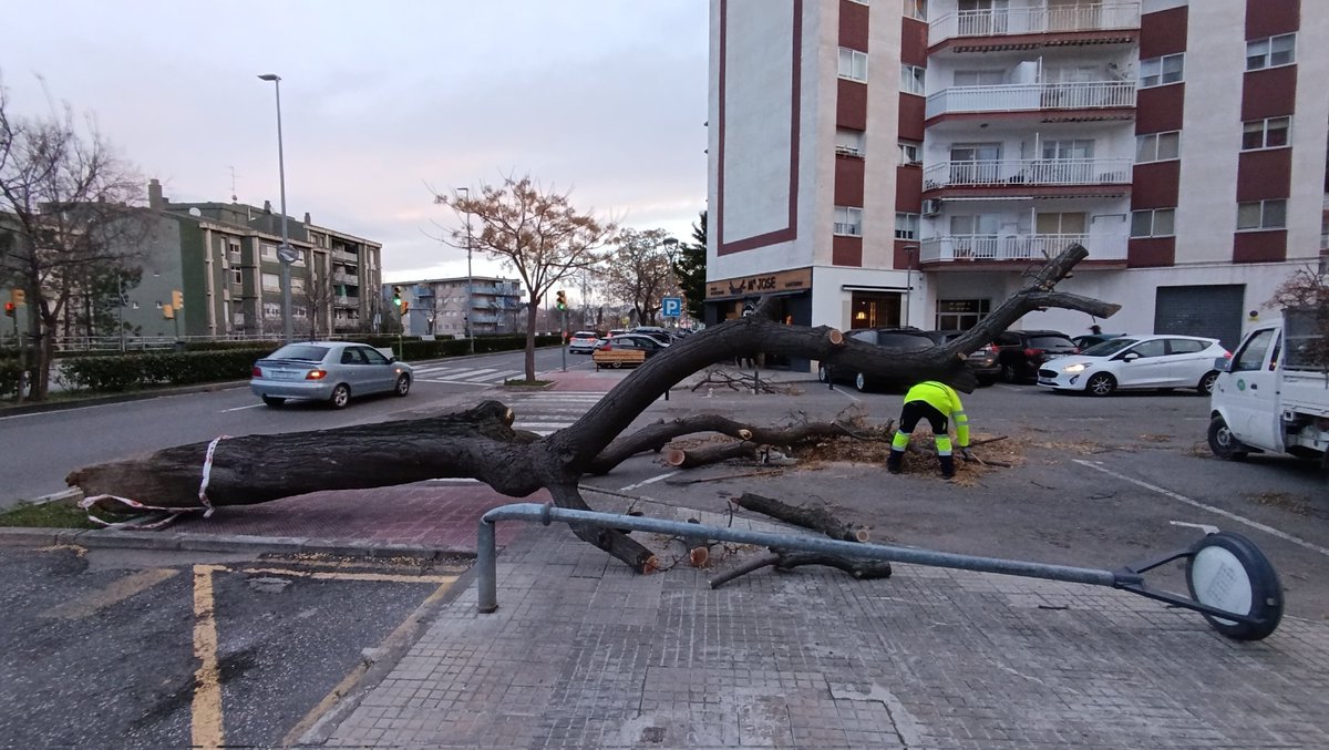 jgarciavalls's tweet photo. Valls, 26/01/26 El vent provoca importants destrosses a l'arbrat i mobiliari públic. ⚠️ Estigueu alerta encara es registren cops de vent importants - 93km/h 8:00h (https://t.co/uAoPeELL3x) @3CatInfoelTemps @mauri_francesc @meteocat @geografiaURV @P4Estacions @emergenciescat https://t.co/Ecb6MZ1BI4