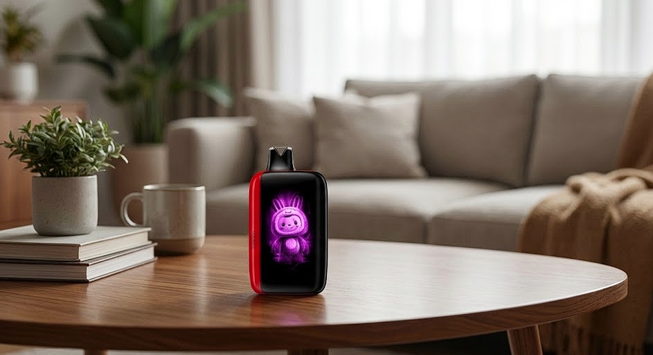 GudrunHeyke's tweet image. Who's this little guy lighting up my coffee table? 🐰✨ The glowing screen on this new device is everything. Loving the vibrant design! #CuteTech #VapeLife #Design