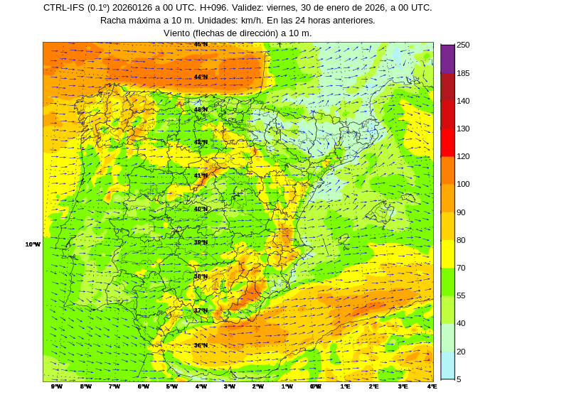 Rachas muy intensas de viento en estos próximos días en amplias zonas de Andalucía, especialmente el martes y el miércoles