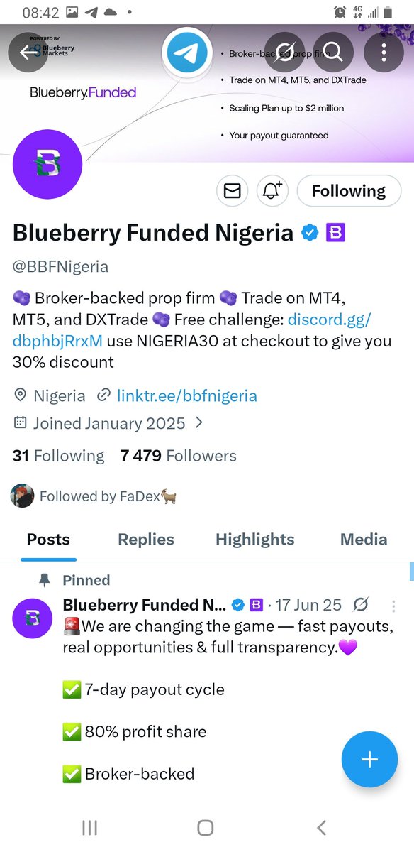 AlphaEmpire2001's tweet photo. @FaDex000 @BlueberryFunded @BeaTrades_ GM boss, it's a new week let's 💪 go https://t.co/euYWO802kz