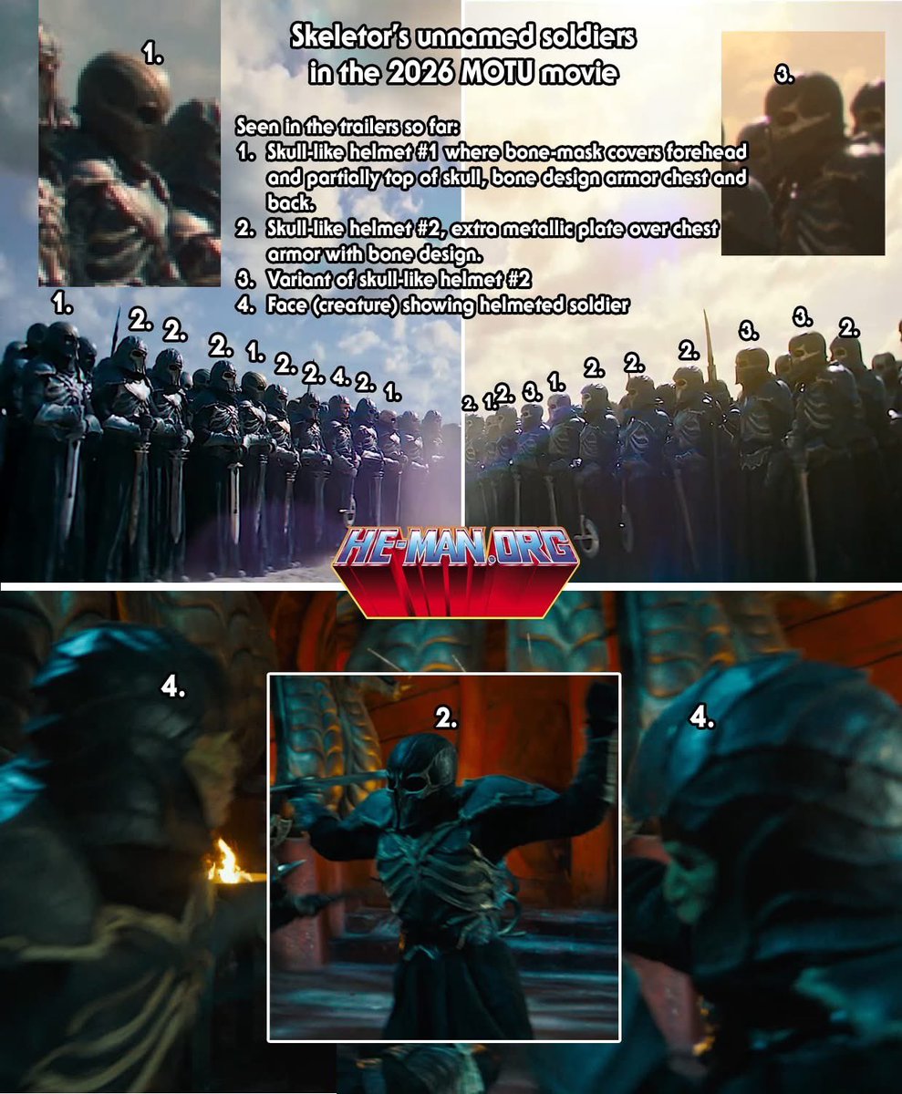 When I say I'm really analyzing and going over the latest Trailer frame by frame, I mean it. heh (A breakdown and easter egg video coming soon)
I was looking at the troopers that Skeletor has. I see atleast 4 different types.

#MastersOfTheUniverse #HeManOrg