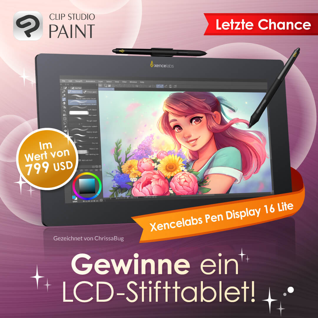 Endlich der letzte Tag!
Gewinne jeden Tag ein Xencelabs Pen Display 16 Lite ✨
Preis bereitgestellt von <a href="/Xencelabs/">Xencelabs</a>.

Folge uns, tagge einen Freund und teile den Beitrag.
Jeder kann mehrmals mitmachen!

Bis 27.01, um 9:00 Uhr (MEZ)
clipstudio.net/de/news/202601…