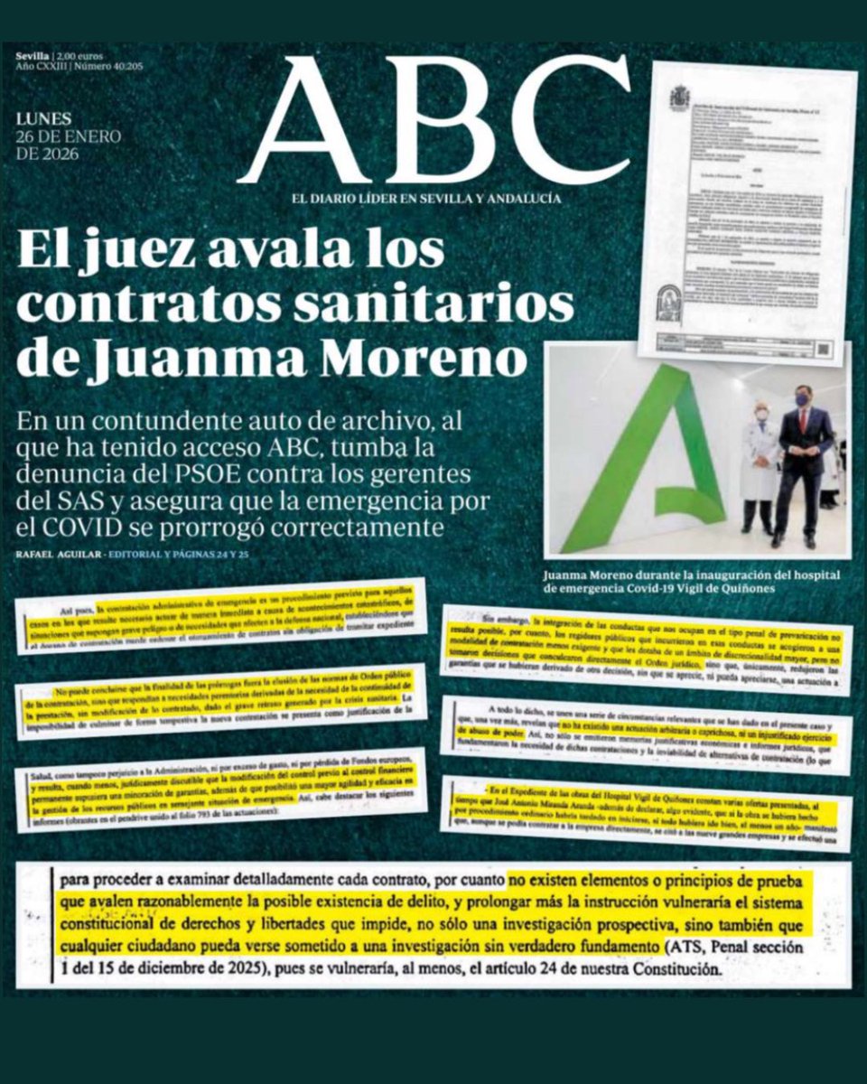 🟢 ÚLTIMA HORA | La justicia avala los contratos sanitarios del Gobierno de <a href="/JuanMa_Moreno/">Juanma Moreno</a>.

¡Tumba la denuncia del PSOE y Podemos!

¿Pedirán perdón por todas sus mentiras?
abc.es/espana/andaluc…