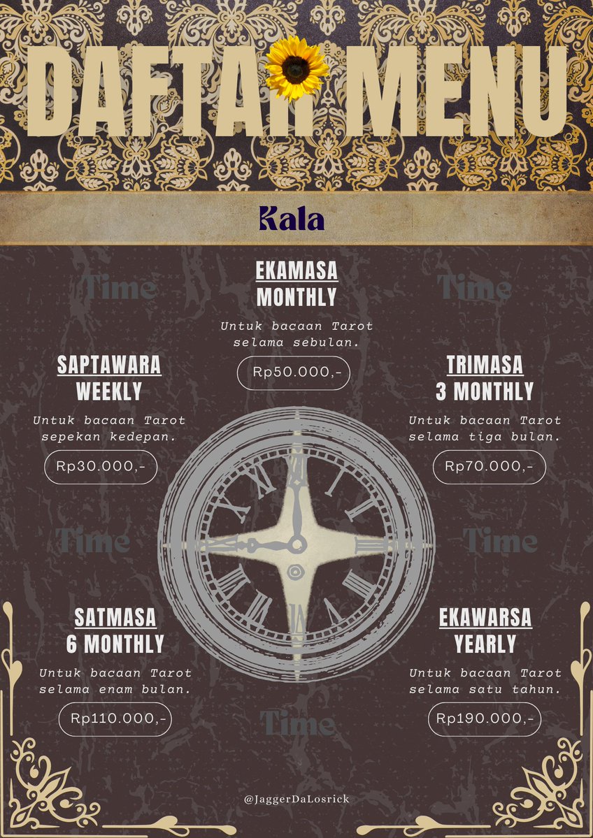 JaggerDaLosrick's tweet image. ☀️ 𝕳𝖊𝖗𝖊 𝕮𝖔𝖒𝖊𝖘 𝕿𝖍𝖊 𝕾𝖚𝖓 ☀️
𝓣𝓪𝓻𝓸𝓽  ✧ 𝓞𝓻𝓪𝓬𝓵𝓮 𝓡𝓮𝓪𝓭𝓲𝓷𝓰 🔮

Hey ho!
Aku Jagger, dan inilah menu terbaruku untuk kalian yang mau baca 𝙏𝙖𝙧𝙤𝙩 &amp;amp; 𝙊𝙧𝙖𝙘𝙡𝙚.
 
#TarotReading #Tarot

🔖Tarot Indonesia, Baca Tarot Murah, Tarot Reading