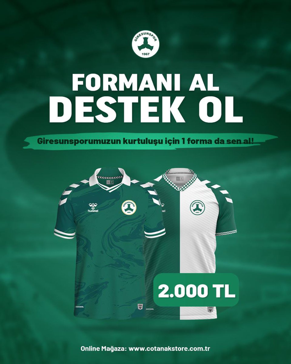 Büyük Giresunspor Taraftarı, şimdi sahanın dışındaki en büyük mücadelemizde omuz omuza verme vakti!

Çotanak Arma’nın aydınlık yarınları için bir forma da sen al, bu şanlı yürüyüşe güç kat!

📸 Nasıl Katılırsın?

1️⃣ Çotanak Store mağazamızdan veya cotanakstore.com.tr