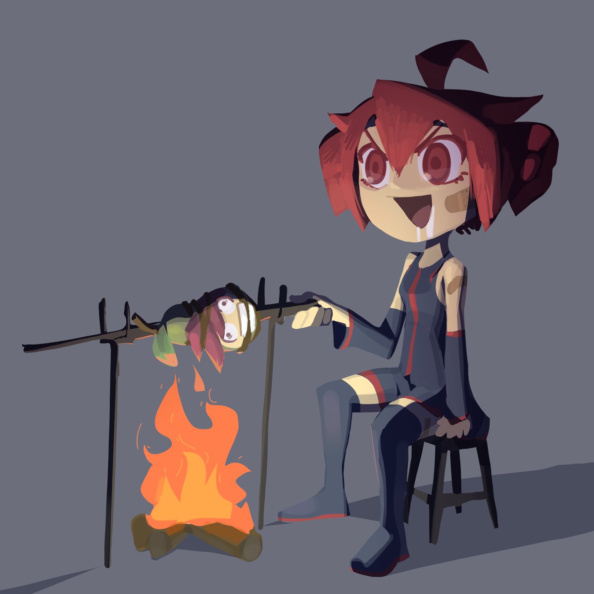 Teto100 day 79!
I Iike this miku :3  
Nothing beats a meal made from your enemies:) #teto #kasaneteto #tetofanart #vocaloid #tetopear