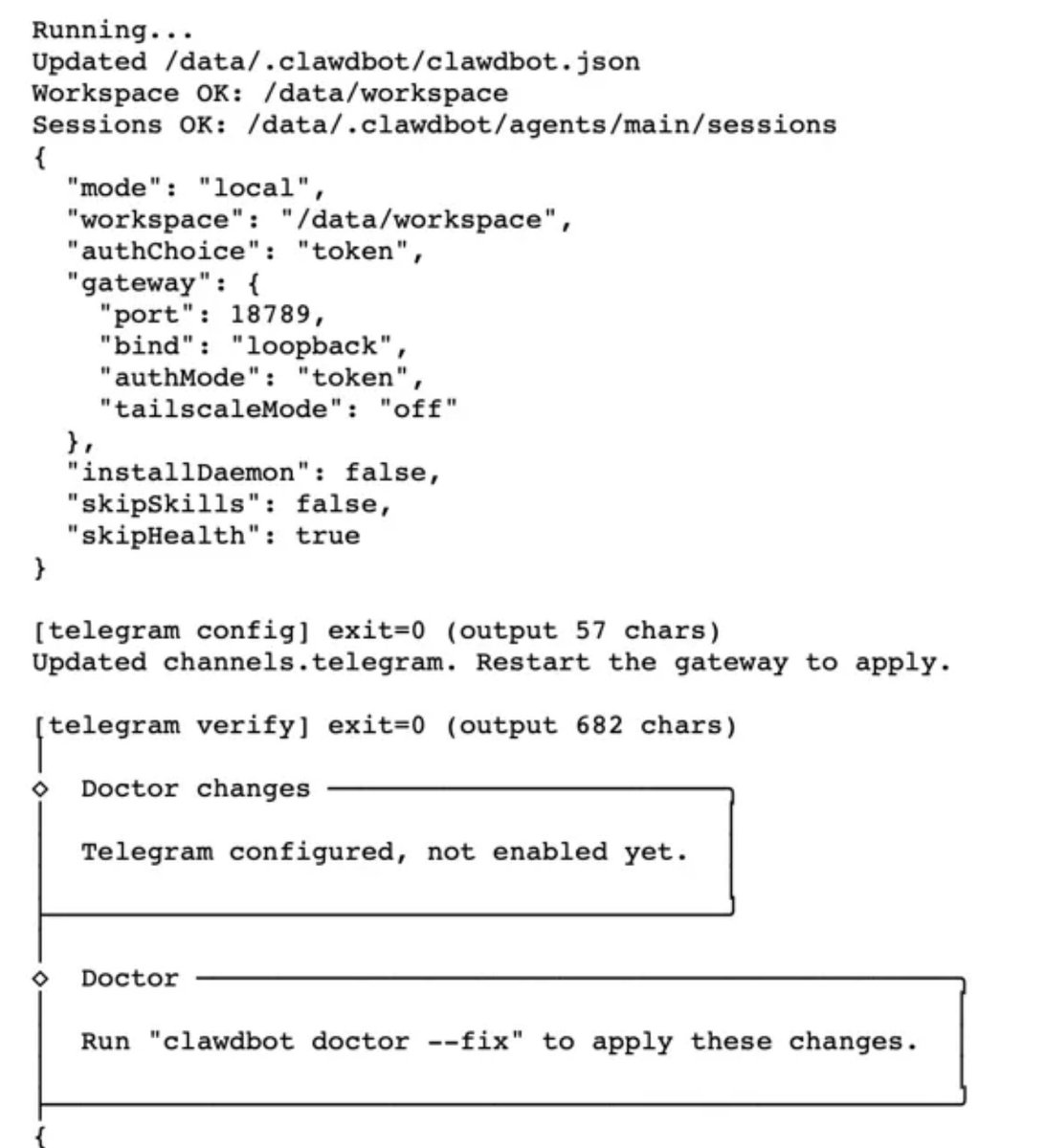 Doctor output screenshot