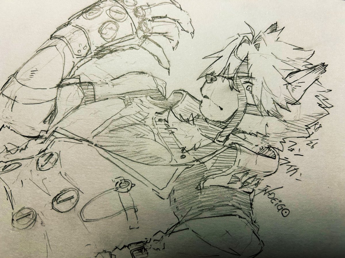 INDEiGO's tweet image. ネカフェで描いてたライカンさん