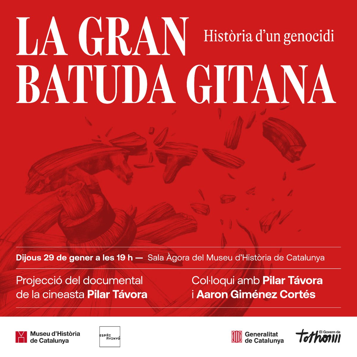 ⭕️ Què va ser la Gran Batuda gitana i per què no s’ha explicat? Cinefòrum amb projecció del documental:  ‘La Gran Batuda gitana: història d’un genocidi’  i debat sobre la seva absència en el currículum educatiu.

📅 29 de gener

👉🏻 tuit.cat/lV00s