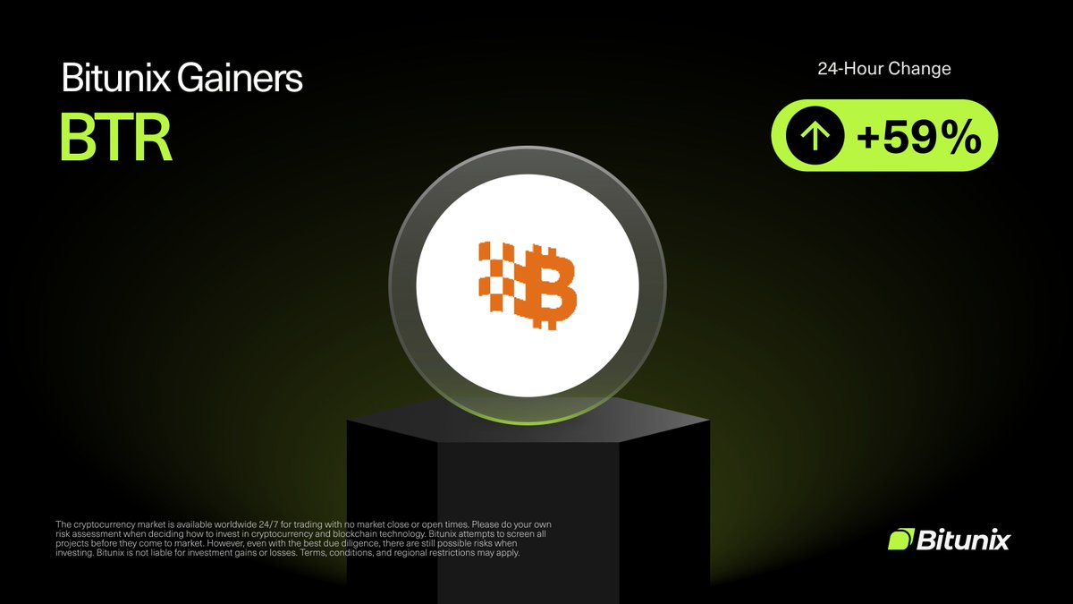BITUNIX GAINERS 🔥 $BTR @BitlayerLabs 24H Change: +59% Trade Now on 👉  https://t.co/91POOnAYfu