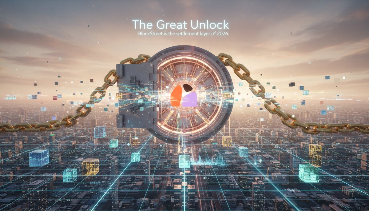 MarciaR189's tweet photo. The 'Great Unlock' is not just a slogan. It’s executing right now. 🔓 Trillions in RWAs are finally moving on-chain this year. @BlockSt_HQ isn't just participating; they are the settlement layer for it all. 2026 belongs to Infrastructure. 🏗️ #BlockStreet #TheGreatUnlock #Web3 https://t.co/iC7GRsrH9P