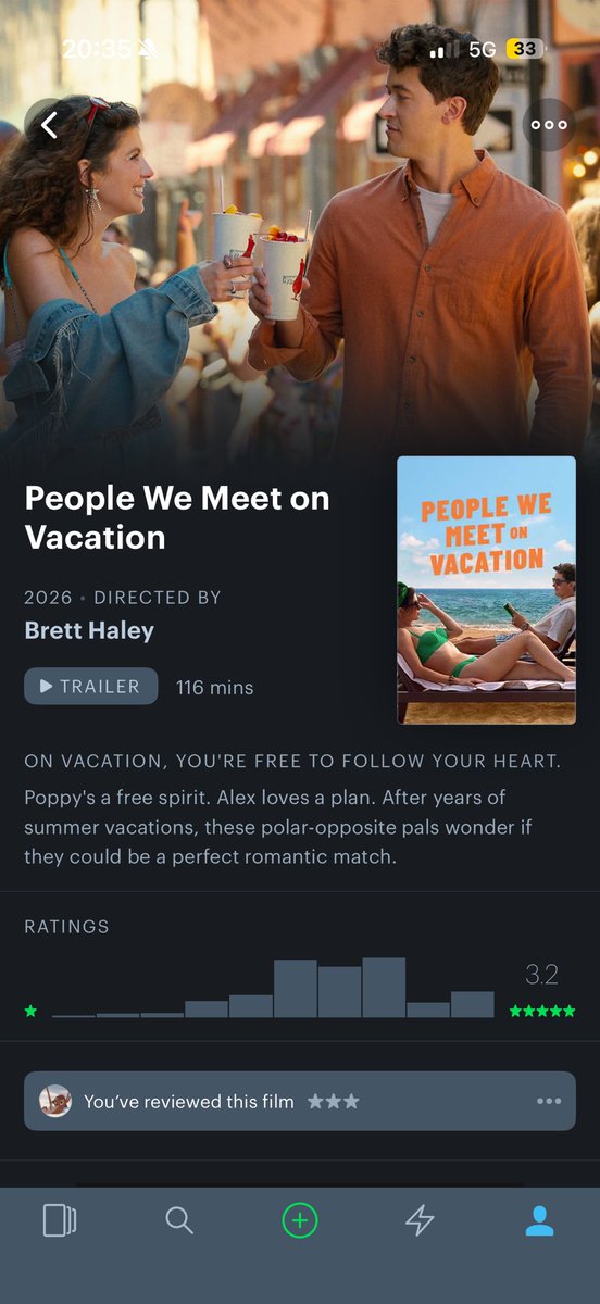 ดู people we meet on vacation จบแล้ว ชอบนะ แต่ถ้าเทียบกันกับในหนังสือคือในหนังสือชนะขาดลอยมากๆ รายละเอียดความสัมพันธ์หรือซีนอารมณ์ในหนังมันไปไวมาก ข้อดีคือ tom blyth หล่อ😖