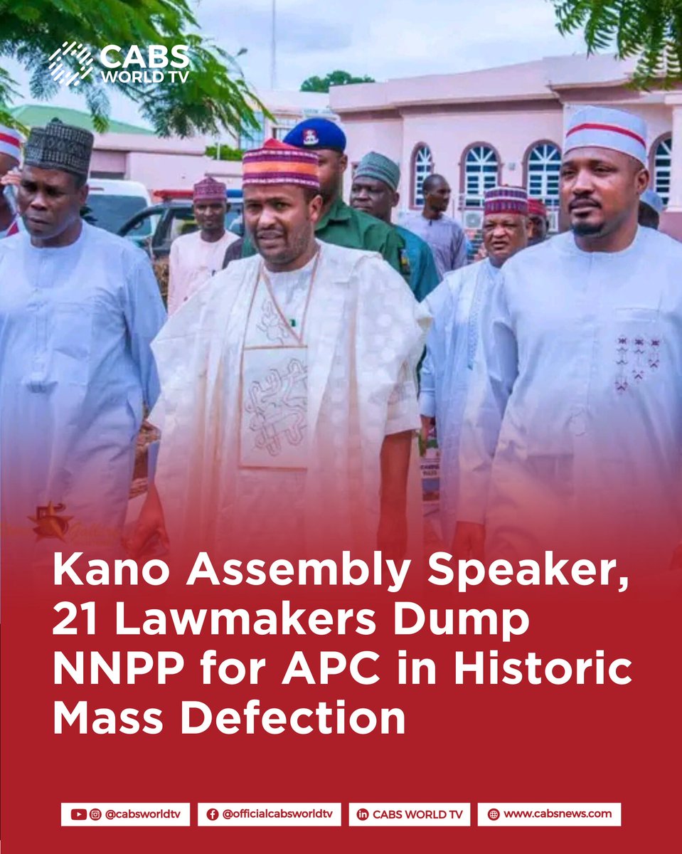 CABSWORLDTV's tweet photo. Kano Assembly Speaker, 21 Lawmakers Dump NNPP for APC in Historic Mass Defection

Photo Credit: X (Formerly Twitter)

Twenty-one members of the Kano State House of Assembly, led by Speaker Alhaji Danladi Yussuf Falgore, have officially defected from the New Nigeria Peoples Party (NNPP) to the All Progressives Congress (APC) on Monday, January 26, 2026. The move, announced amid fanfare at the APC secretariat in Kano, delivers a crushing blow to NNPP control, handing APC a supermajority in the 40-member legislature. 

Governor Abba Kabir Yusuf, who resigned from NNPP on January 23 citing internal crises, is set to formalize his APC membership the same day, joining the defectors alongside 44 local government chairmen and eight House of Representatives members.

The defections stem from escalating rifts within NNPP, including leadership disputes and court battles that fractured party unity. Yusuf's letter to his Diso-Chiranchi Ward chairman highlighted "irreconcilable cracks" and disenfranchisement, prioritizing Kano's interests. APC Kano Chairman Abdullahi Umar candle hailed the influx as a "homecoming," boosting the party's hold from mere opposition to dominance ahead of 2027 polls. The assembly now boasts 38 APC lawmakers, leaving NNPP with just two seats.

NNPP founder Rabiu Kwankwaso branded the exodus a "betrayal of sacred trust," vowing resilience and mass loyalty. Deputy Governor Aminu Abdulsalam stayed loyal, while some federal lawmakers like Senator Rufa’i Hanga resisted. The shift follows Yusuf's Abuja meeting with President Bola Tinubu, signaling federal overtures amid NNPP woes post-2023 election wins.

This political earthquake could reshape Kano's governance, easing federal-state tensions and fast-tracking projects. APC eyes leveraging the supermajority for legislative harmony, while NNPP recalibrates for survival. Observers warn of potential instability, but supporters celebrate alignment with the ruling party for development dividends.

Source: Vanguard NG