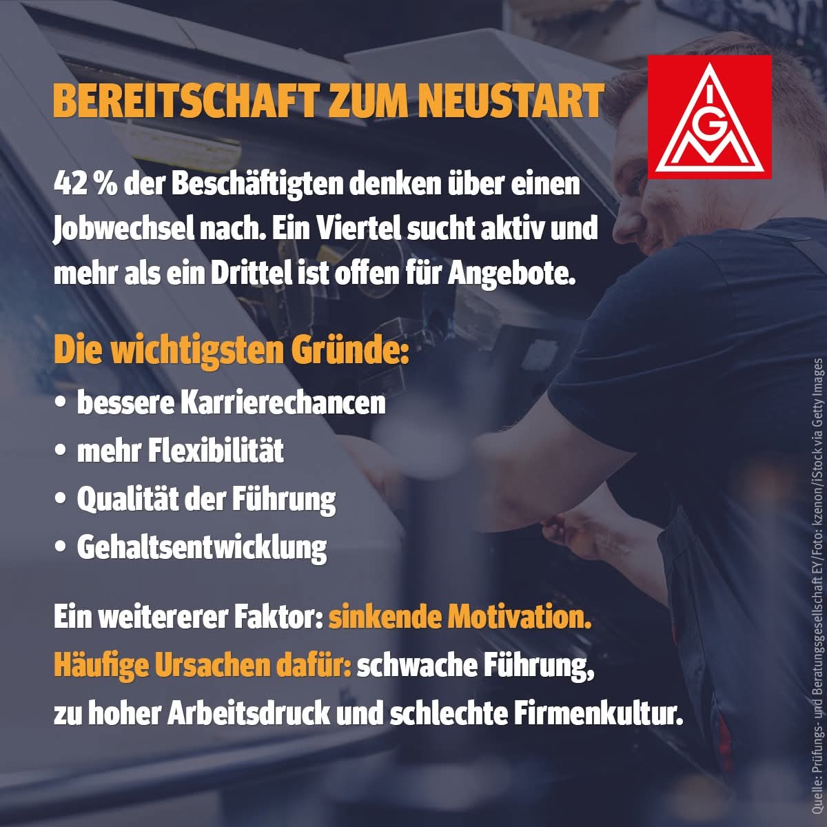 Viele Beschäftigte denken über einen Jobwechsel nach, weil sich Anforderungen und Erwartungen an gute Arbeit verändern. Umso wichtiger sind faire Entgelte, gute Führung, sichere Arbeitsbedingungen und eine starke Stimme im Betrieb. 💪