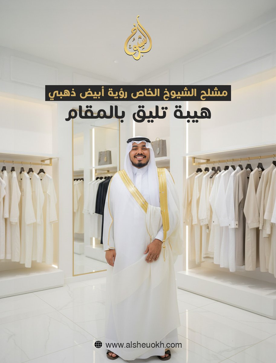 alsheoukh1's tweet photo. بفخامة استثنائية وتفاصيل تعكس الهيبة
مشلح الشيوخ الخاص رؤية باللون الأبيض الذهبي، تصميم راقٍ ولمسات دقيقة تبرز مكانتك في المناسبات الكبيرة.
خامة مختارة بعناية، وأناقة تفرض حضورك من أول نظرة.
احجزه الحين من متجرنا
https://t.co/mMFNuU6erR
#الشيوخ #مشلح_ابيض #مشلح_سعودي #أبيض_ذهبي https://t.co/7aTRrEalaW