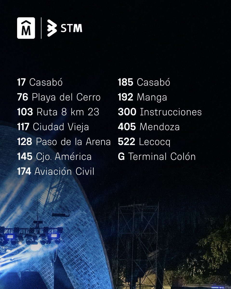 🎭 Servicios especiales por el Concurso oficial del Carnaval.

Conocé las líneas que te esperarán cada noche a la salida del <a href="/teatrodeverano/">Teatro de Verano Ramón Collazo</a> 

#Carnaval2026 🥳